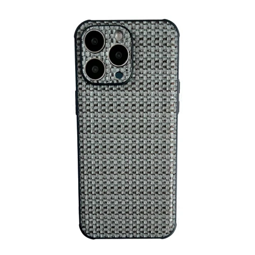 FLIRACON Woven Pattern Braid Cloth Soft Phone Case Compatible with iPhone Case (Black,iPhone 15 Pro Max)