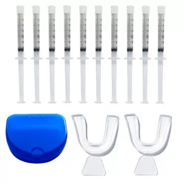 Bleach Pro Whitening Teeth Whitening Kit 16% Carbamide Peroxide 10 Tooth Bleaching Gel Syringe Dispensers, 2 Moldable Dental Trays with Storage Case