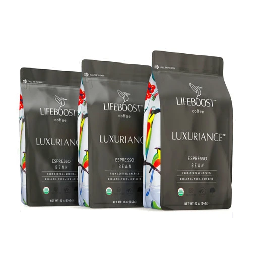 Lifeboost Coffee Espresso Whole Beans Coffee - Low Acid Single Origin USDA Organic Coffee - Non-GMO Espresso Coffee Third Party Tested For Mycotoxins & Pesticides (Espresso Whole Bean 12oz x 3 pack)