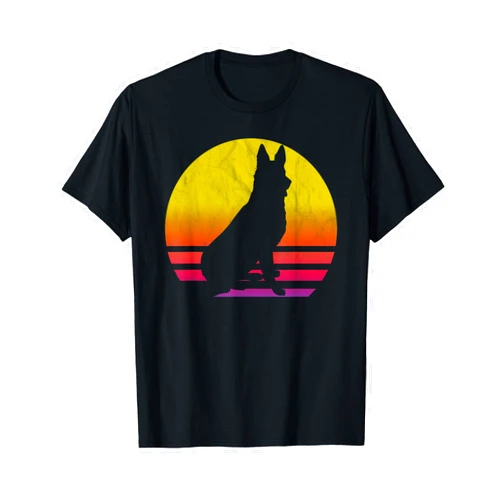 Schäferhund Geschenke & Kleidung German Shepherd Dog Silhouette Retro Gift T-Shirt
