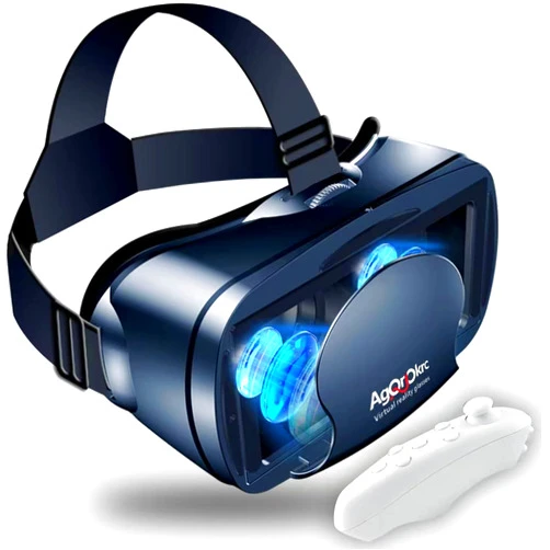 Misisi VR Headset with Controller Adjustable 3D VR Glasses Virtual Reality Headset HD Blu-ray Eye Protected Support 5~7 Inch for Phone/Android