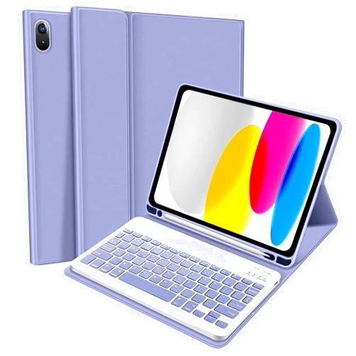 ABEIFAN ipad 10th Generation Case with Keyboard 10.9“ 2022, Wireless Keyboard Case for 10.9-inch 2022 ipad 10th Generation (A2696 / A2757 / A2777) with Pencil Holder Purple