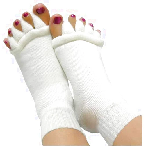 Star Han Yoga Gym Sports Five Toe Separator Massage Foot Alignment Socks ,1 Pairs, White, 16 (SH000065)
