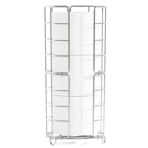 Fixwal Toilet Paper Organizer Stand, Toilet Paper Holder Storage for 3 Mega Rolls, Freestanding Toilet Paper Holder for Bathroom Stainless Steel (Chrome)