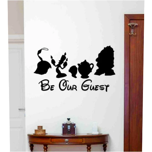 Kellysdesigns Be Our Guest Wall Decal Beauty The Beast Vinyl Sticker Poster Family House Room Wall Decor Home Entryway Wall Art Hallway Mural 1071