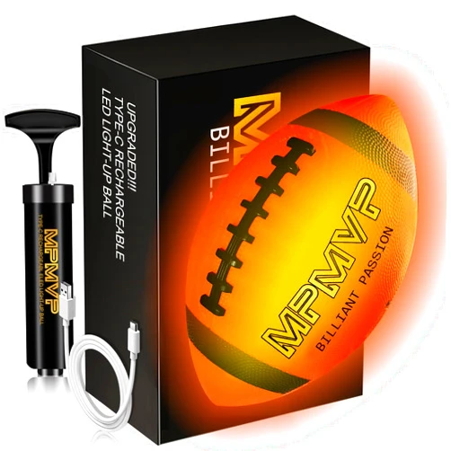 Chikro Light Up Youth Football Size 6 - Glow in the Dark Junior Football LED Light - Outdoor Toys for kids 8-13 Boys Toy 6-8 Years Old Cool Night Outside Games Birthday Gifts ideas Age 8 9 10 11 12 13