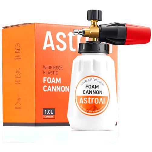 AstroAI Foam Cannon, Heavy Duty Car Foam Blaster Wide Neck Adjustable Snow Foam Lance and Thick Foam for Pressure Washer with 1/4