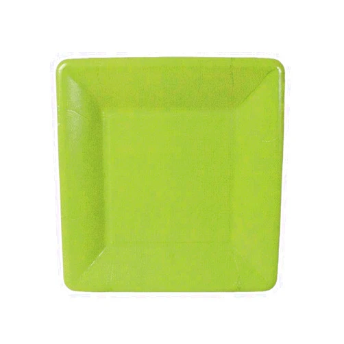 Caspari Grosgrain Square Paper Salad & Dessert Plates in Moss Green - 16 Count