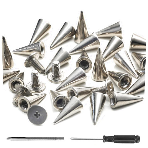 YORANYO 100 Sets Spikes and Studs 12MM Spikes for Clothing Metal Studs Rivets for Leather Punk Spikes Rivets Screw Back Studs and Spikes for Clothing Shoes Belts Bags Hats 15/32 Inch (Silver)