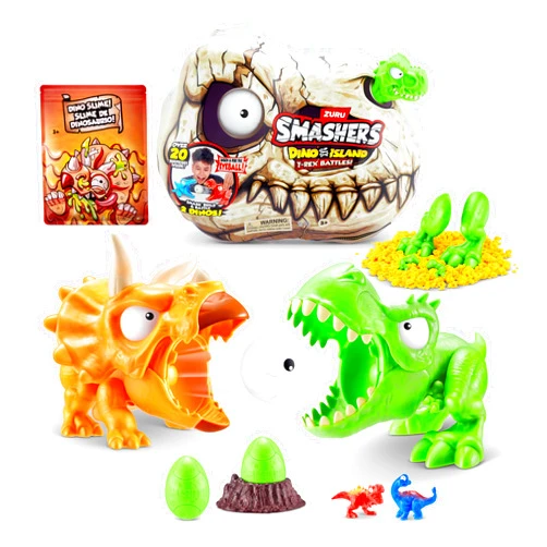 ZURU SMASHERS Smashers Dino Island Mini T-Rex Battles Playset by ZURU Boys Dinosaur Battling Toys Shoots Fires Collectible Surprise Unboxing Skull