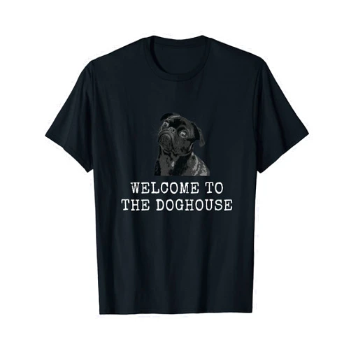 Pug Mom and Frenchie Dad Dog Lovers Apparel Welcome To The Doghouse Funny Dog Dad and Dog Mom T-Shirt