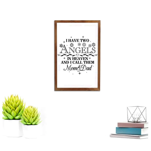 Alioyoit Chic Hanging Wall Sign with Memorial Quotes I Have Two Angels in Heaven and I Call Them Mom and Dad Apricot Frame Wooden Plaque for Bathroom Farmhouse Cottage Cafe Bar Wall Decor 8x12in