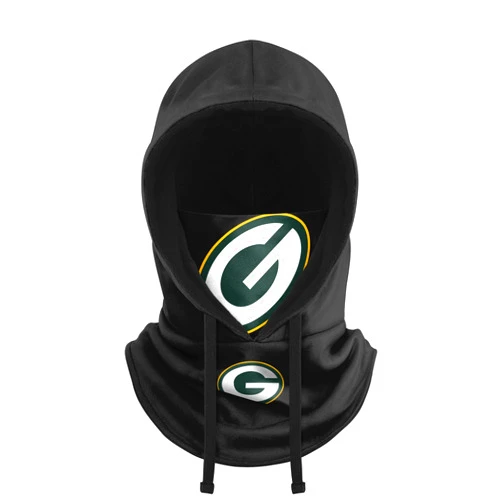 FOCO NFL unisex-adult Nfl Team Logo Black Drawstring Winter Cap Hooded Gaiter Balaclava Face Cover