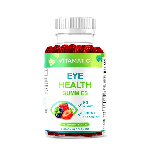 Vitamatic Eye Health Gummies with Lutein, Zeaxanthin, Vitamin C, E & Zinc – Mixed Berry Flavor – 60 Gummies –Non-GMO, Gluten-Free