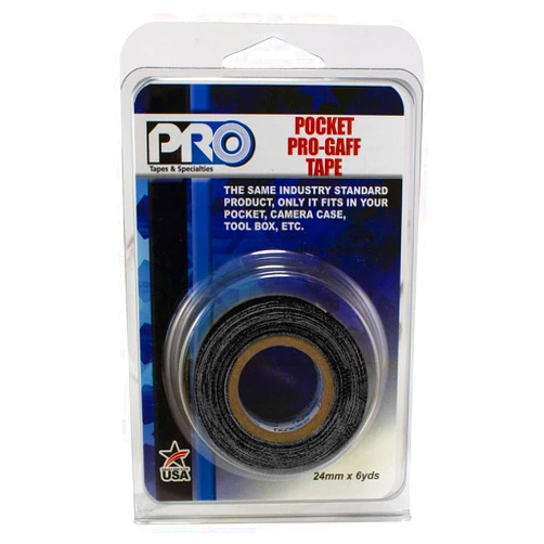 Pro Tapes Pocket Gaff Tape 1 inch (24mm) x 6 Yards Length Black Matte. Pocket Size Gaffers Tape. Made in The USA. Holds Tight, Easy to Remove.