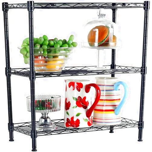 Loyaltaling 3 Tier Wire Shelving Unit, Adjustable Wire Rack Shelving, Changeable Metal Wire Storage Shelves for Kitchen, Laundry, Bathroom, Balcony, Pantry Black