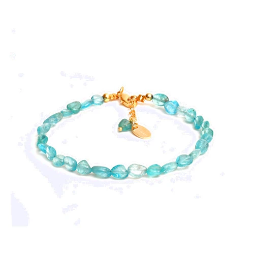GEMPIRES NATURE’S TREASURE Gempires Neon Apatite Crystal Bracelets for Women, Beaded Bracelets, Oval Shape Nugget Crystals, Fancy Bracelets, Handmade, 8 inch 14k Gold Plated Adjustable Chain