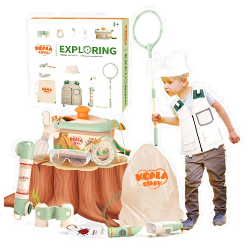 KID E WAN KidEwan Kids Camping Toys Set with Adventure Costumes, Kids Explorer Kit & Bug Catching Kit (14 Pcs)