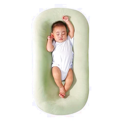 Veayiik Baby Lounger 0-12 Mes, Baby Lounger Pillow for Newborn, Infant Lounger Nest Pillow Soft Breathable Washable (Green)