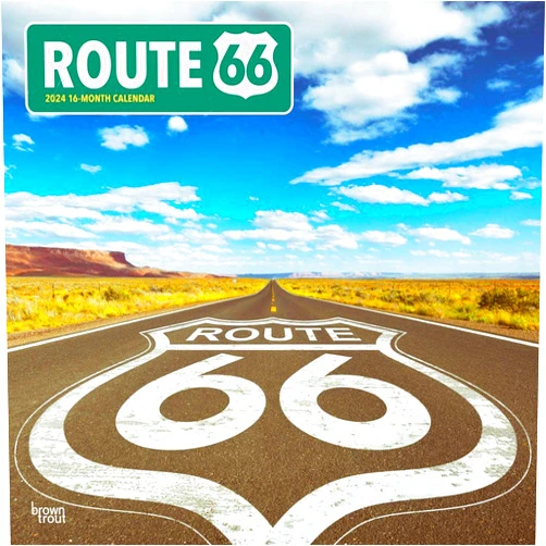 BrownTrout Publishers Inc.,BrownTrout Publishers Editing Team,BrownTrout Publishers Design Team Route 66 | 2024 12 x 24 Inch Monthly Square Wall Calendar | BrownTrout | USA United States of America Scenic Rural