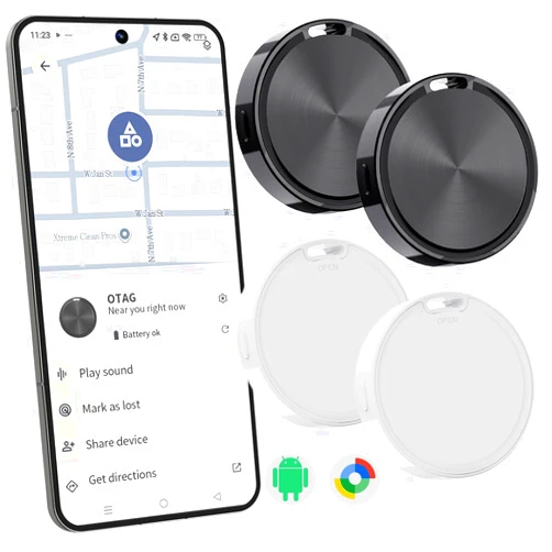 CooAoo Tracker Tag for Android-4 Pack Android Tracker Tags Work with Google Find Hub App (Android Only) Bluetooth Tracker Item Finder for Key, Wallets, Backpack, Suitcases-Black+White
