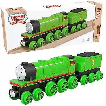 Thomas & Friends ​Thomas & Friends Wooden Railway Henry Engine and Coal Car, Push-Along Train Made from Sustainably Sourced Wood for Kids 2 Years and Up
