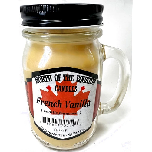 North of The Equator Candles Candles French Vanilla Scented with Mason Jar Candle 13 OZ - Made in The USA by Our North of The Equator Candles Company