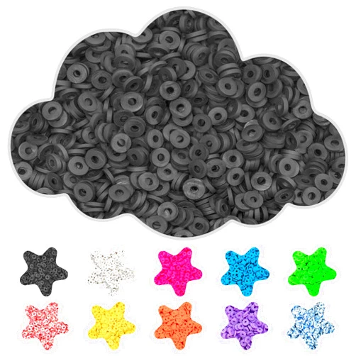 Clay Beads for Bracelets Making Flat Round Polymer Beads for DIY Jewelry Making（200Pcs，Black）