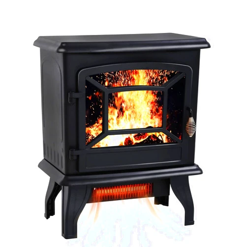 NChanmar Electric Fireplace, Electric Fireplace Heater 3D Flames Freestanding TV Stand Fireplace Stove CSA Approved Safety 1500W Realistic Log Flame for Indoor Use(Black)