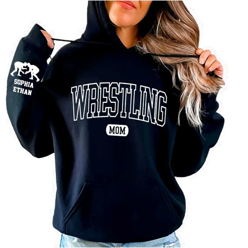 IZI POD Customized Wrestling Mom Sweater, Personalized Wrestling Mom Sweatshirt, Custom Wrestling Mom
