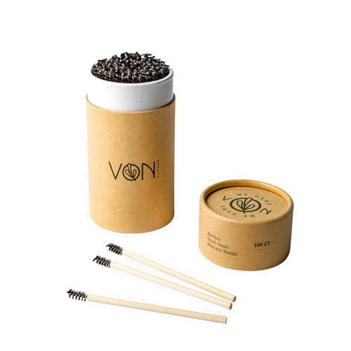 Voice of Nature Beauty Sustainable Short Head Bamboo Mascara Wands - Eco-Friendly Choice for Stunning Lashes - 100% FSC-Certified Bamboo - Ideal for Mascara & Brows - 100 Pieces