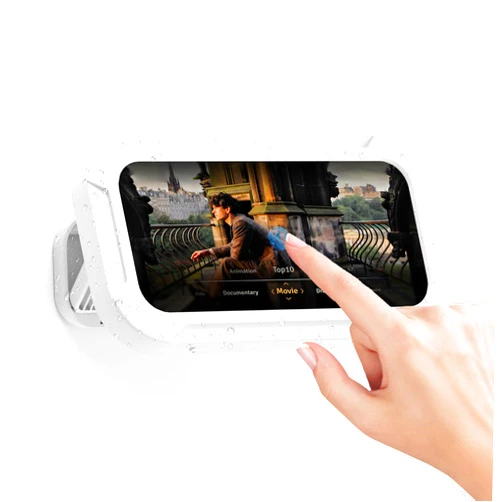 Scev Shower Phone Holder Waterproof, 360° Rotatable Retractable Adjustable, Anti-Fog with Touch Screen Wall Mount Case Universal for Bathroom, Bathtub, Kitchen, Shower Accessories for up to 7
