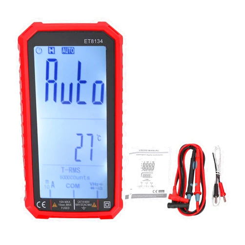 EVTSCAN Digital Multimeter,ET8134 Full Screen Multimeter Voltage Current Resistance Capacitance Tester with Color Change Alarm
