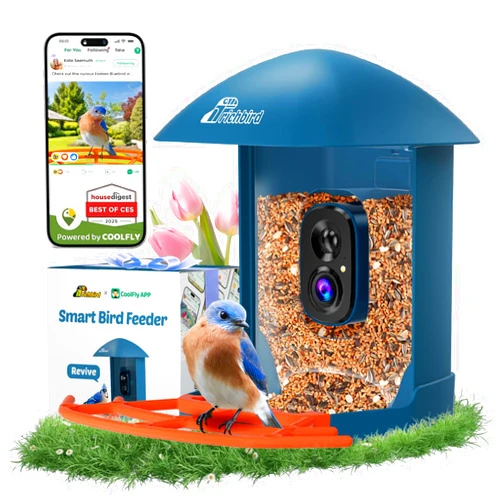 RichBird Smart Bird Feeder with Camera, 2K HD Birdwatching Camera with AI Identify Bird Species & Solar Panel, Auto Video Capture & Instant Notifications, Ideal Gifts for Lover, Deep Blue