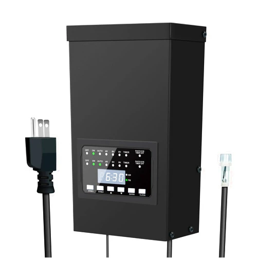 ZHENGXI Outdoor Low Voltage Landscape Transformers 120W Convert 120V AC to 12V/14V AC, with Timer and Photocell Sensor, Waterproof, Ideal for Spotlight and Pathway Lights.