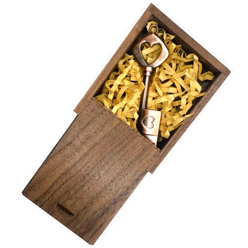 EZITSOL 64GB USB 3.0 Wedding USB Flash Drive with Wooden Gift Box, High Speed Up to 100MB/S Keychain exFat Thumb Drive Jump Drive Gift for Anniversary/Birthday/Photographer/Wedding