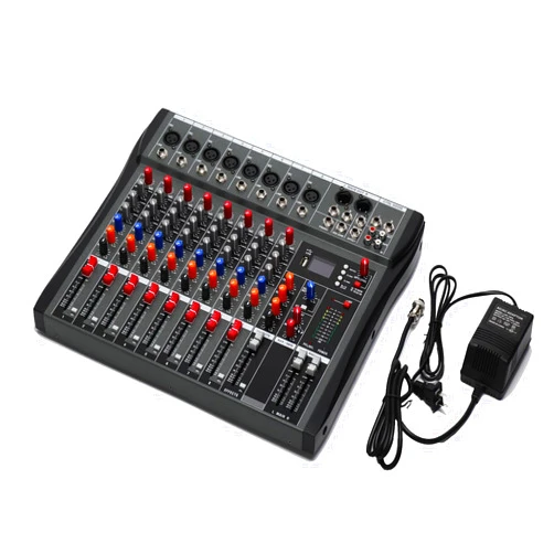 MECCTP 8 Channel Mixer Sound Board Console, Live Studio Amplifier Mixer with Bluetooth USB Drive, for Recording Studio PC Recording Ac 110v 50hz 18w