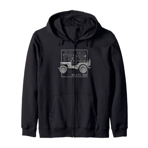 Classic Vehicle Militär WW2 Bekleidung Co. Willys MB Vintage Offroad Classic WW2 Zip Hoodie