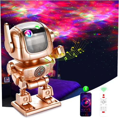 ZZENRYSAM Robot Galaxy Projector, Astronaut Star Projector, LED Night Light Starry Nebula with Timer Remote Control White Noise Bluetooth Speaker, Adjustable 90° Rotation Light for Bedroom Christmas (Type A)