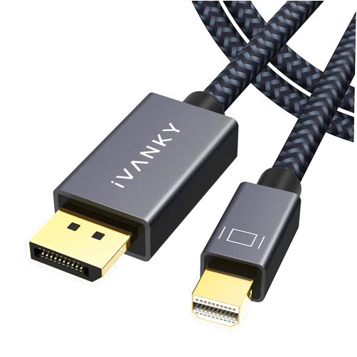 IVANKY 8K Mini DisplayPort to DisplayPort Cable 6.6ft, Bi-Directional Mini DP to DP Cable 8K@60Hz, 4K@144Hz, 32.4Gbps HDR, Thunderbolt to DisplayPort, Aluminum Shell, Gold-Plated Braided for MacBook