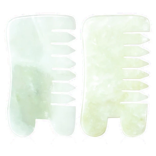 BBTO 2 Pcs Jade Comb Massage Guasha Comb Guasha Scraping Scalp Comb Birthing Comb for Labor Pain Multifunctional Handheld Head and Massage Tools for Head Caring, Relax Birth (Classic Style)
