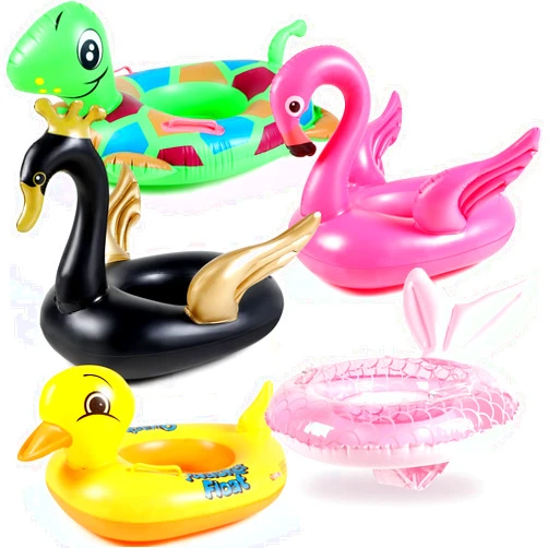 Lenwen 5 Pcs Inflatable Pool Floats Ride on Pool Floats for Toddler Age 1-4 Swim Tube Rings for Kids Infant Baby Swimming Pool Summer Beach Party Decor (Mermaid, Flamingo, Duck, Swan, Turtle)