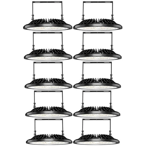 Chunnuan 200W UFO LED High Bay Light 20000lm Commercial Bay Lighting 6000K Cold White High Bay Lamp - IP54 Warehouse Lights- LED Shop Lights Industrial Lamp Garage Factory Workshop Gym (200W-10pcs)
