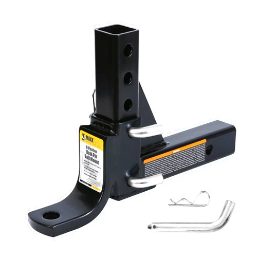 MaxxHaul 51043 Trailer Hitch and Hitch Pin - 8-Position Adjustable Ball Mount Tow Hitch - 5000 lbs. GTW Capacity, Black
