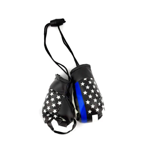 ZEYUMEE Red Hat Ent Hanging Car Mirror Mini Boxing Gloves (Thin Blue Line)