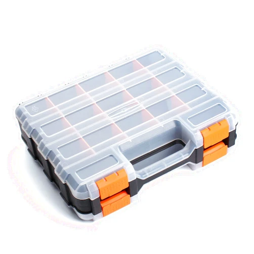 NOEAIKE Plastic Tool Box,NOEAIKE Double Side Tool Organizer Small Parts Tool Box Hardware Organizer with Removable Plastic Dividers for Bead/Screws/Nuts/Nails/Bolts/Bins/Crafts