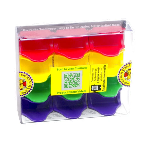 HIC Kitchen TacoProper Proper Fiesta Pak, Set of 12 Taco Holders, 1.75 x 1-Inch, 12-Pack, Multicolored