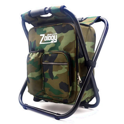 Zology Folding Camping Chair Stool Backpack with Cooler Insulated Picnic Bag, Hiking Camouflage Seat Table Bag Camping Gear, Outdoor Fishing Hunting Gifts for Men