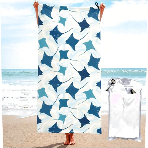 Omsqpjfw Swimming Manta Rays Quick Dry Beach Towels Microfiber Sand Free Large Towel for Beach Pool Yoga Swimming Camping 31.5