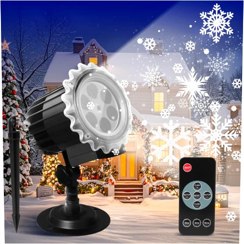 GGNRQQ Christmas Snowflake Projector Lights Outdoor, Led Snowflake Light with Remote Control, IP65 Waterproof, Snowfall Show Lights for Outdoor Indoor Xmas Holiday Party Patio Garden Decoration